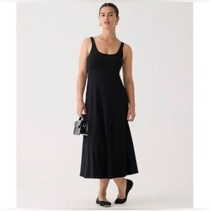 J. Crew Black ScoopNeck a-line MIDI Dress in matte jersey / med